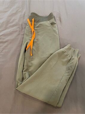 Figs Olive Joggers with Neon Orange Drawstring